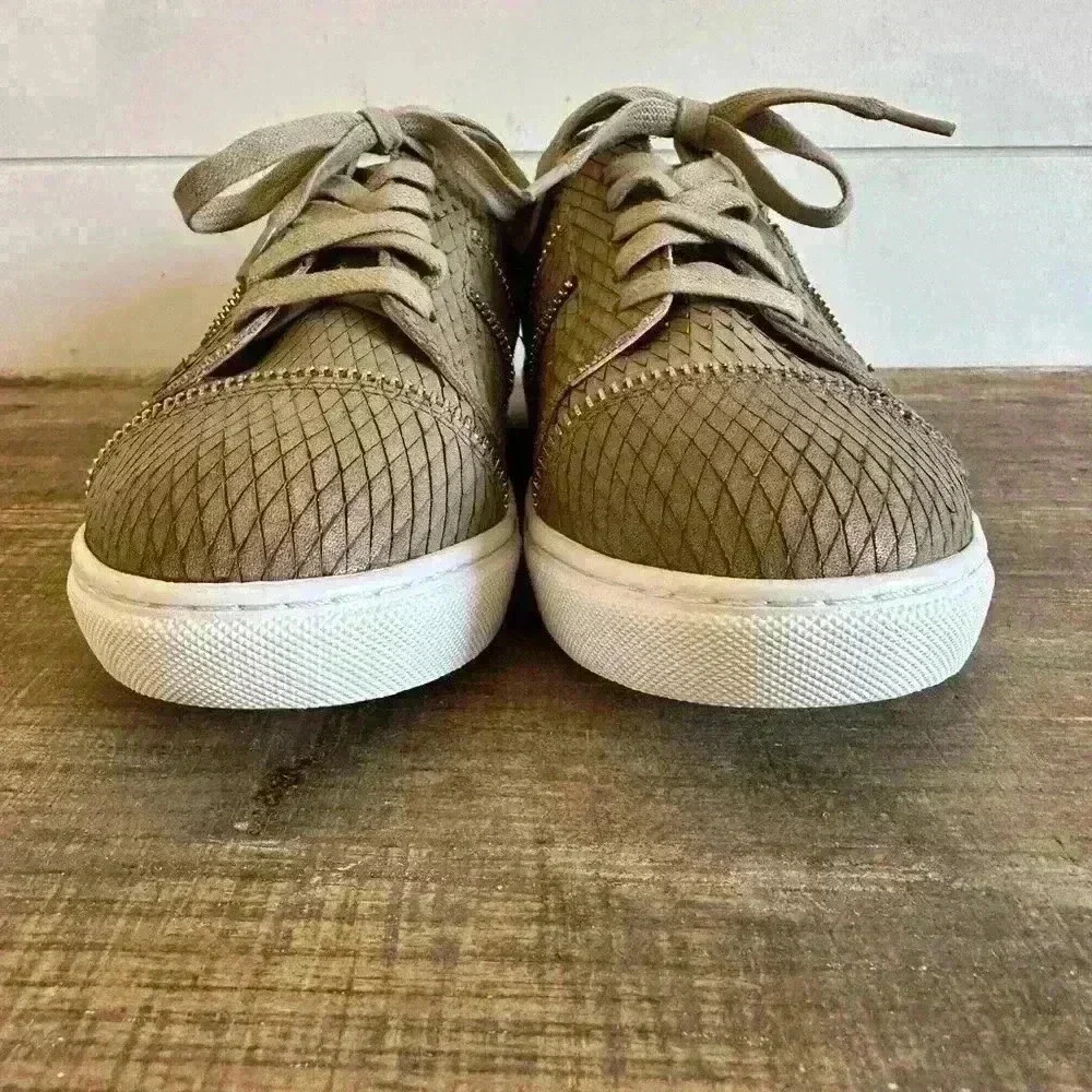 Botkier New York Taupe Harvey Snakeskin Effect Leather Sneakers Size 6